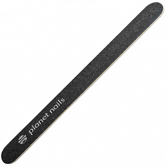 PLANET NAILS, Пилка для ногтей на деревянной основе черная 18 см, 100/180