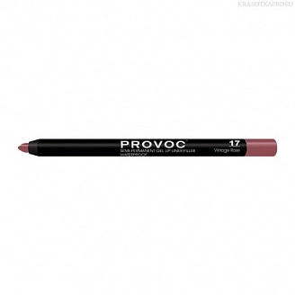 PROVOC, Гелевая подводка-карандаш для губ №17, Gel Lip Liner Vintage Rose, коричнево-малиновый