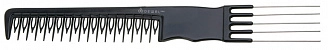 DEWAL, Расческа рабочая "Эконом" фигурная для начеса, с металлической вилкой, черная 20,5 см CO-6507