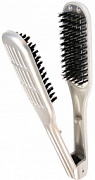 EUROSTIL, Щетка-щипцы пластиковая с натуральной щетиной для выпрямления волос, 2х12 рядов