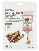 EKEL, Red Ginseng Premium Vital Mask Pack, Антивозрастная тканевая маска для лица с экстрактом женьшеня, 25 мл