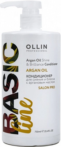 OLLIN, BASIC LINE, Кондиционер для сияния и блеска с аргановым маслом, 750 мл