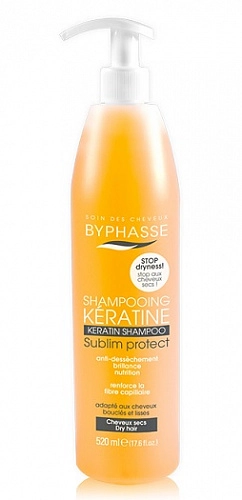 BYPHASSE, Шампунь для сухих и поврежденных волос, Keratin Sublim Protect, 520 мл