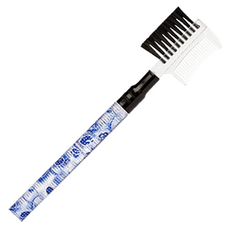 IRISK, Щеточка-расческа для бровей, с короткой декоративной ручкой №01, прозрачно-синяя