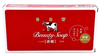 COW, BEAUTY SOAP, Молочное туалетное мыло с ароматом цветов (красная упаковка), 100 г