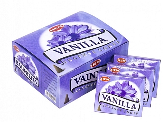 Благовония конус HEM Vanilla Ваниль 10 штук в упаковке 696381
