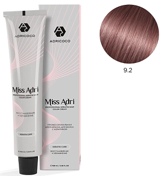 ADRICOCO, Miss Adri, Крем-краска для волос, №9.2, Очень светлый блонд фиолетовый, 100 мл