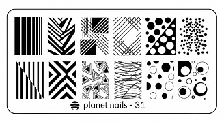 PLANET NAILS, Пластина для Stamping Nail Art, №31