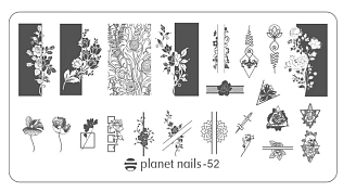 PLANET NAILS, Пластина для Stamping Nail Art, №52