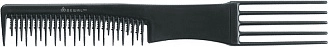 DEWAL, Расческа рабочая "Эконом" для начеса, с пластмассовой вилкой, черная 19 см, CO-6505