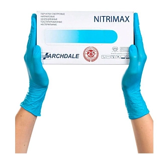 NitriMax, Перчатки одноразовые нитриловые, голубые, M, 100 шт/уп