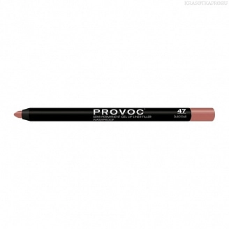 PROVOC, Гелевая подводка-карандаш для губ №47, Gel Lip Liner Luscious, бежево-розовая, матовая
