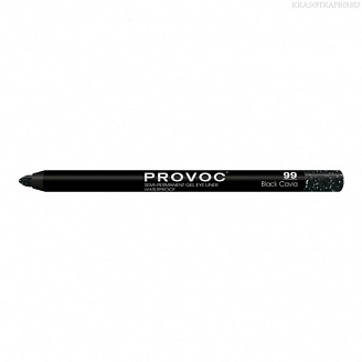 PROVOC, Гелевая подводка-карандаш для глаз №99, Gel Eye Liner Black Cavia, черная с голографией