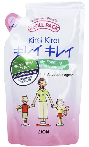 LION THAILAND, Kirei Kirei, Мыло-пенка антибактериальная для рук, Воздушное мыло (з/б), 200мл
