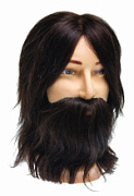 DEWAL, Голова учебная  мужская "шатен", натуральные волосы с усами и бородой 35 см, M-880BD-6