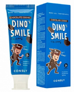 CONSLY, DINO's SMILE, Детская гелевая зубная паста  c ксилитом и вкусом шоколадного печенья, 60г