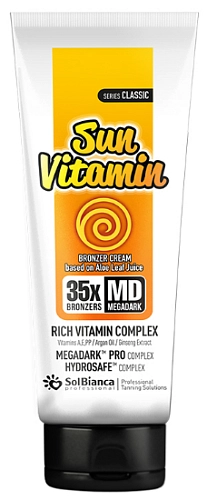 SOLBIANCA, Крем-автозагар "Sun Vitamin"35х bronzers с маслом арганы, экстр. женьшеня и вит. компл., 125 мл