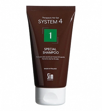 System 4, Терапевтический шампунь №1, для нормальной и жирной кожи головы, 75 мл