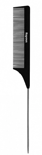 KAPOUS, Расческа парикмахерская с металлическим хвостиком «Carbon fiber», 231*27 мм