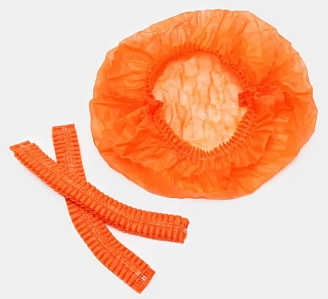 ЧИСТОВЬЕ, Шапочка «Шарлотка», медицинская из нетканых материалов, нестерильная, одноразовая, на резинке, оранжевая, (50шт/упак) 