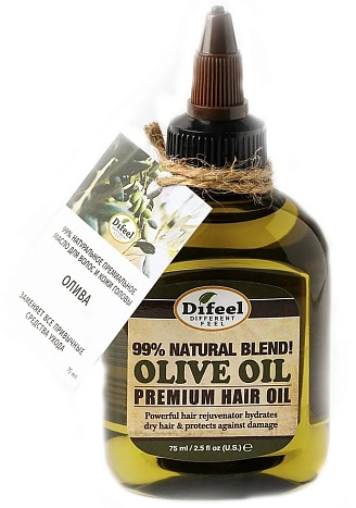 DIFEEL, 99% Natural Olive Oil Premium Hair Oil, 99% натуральное премиальное масло для волос с оливой, 75 мл, (L)