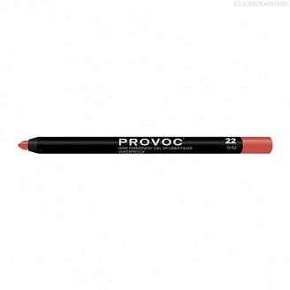 PROVOC, Гелевая подводка-карандаш для губ №22, Gel Lip Liner Sinful, алая