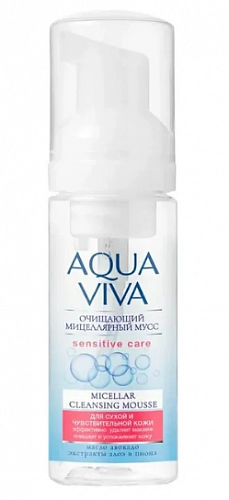ROMAX, AQUA VIVA, Очищающий мицеллярный мусс для сухой и чувствительной кожи, 150 мл