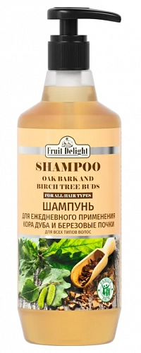 FRUIT DELIGHT, Шампунь для волос для ежедневного применения, с экстрактом Коры дуба и березовых почек, 1000 мл.