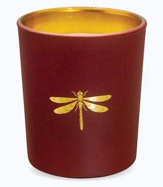 RAKLE, AURA, Ароматическая свеча "Амбра", 120 г (Бордовый стакан, Стрекоза)