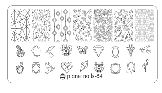 PLANET NAILS, Пластина для Stamping Nail Art, №54