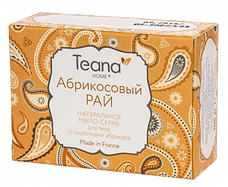 TEANA, Натуральное мыло-скраб для лица и тела с косточками абрикоса,  АБРИКОСОВЫЙ РАЙ, 100 гр