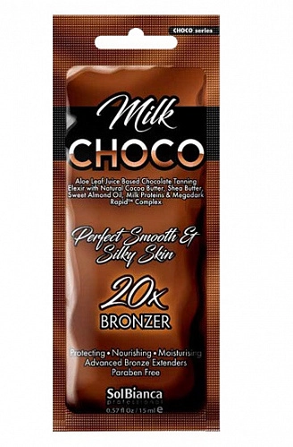 SOLBIANCA, Крем для загара с маслами какао, ши, миндаля, 20-кратный бронзатор, "Choco Milk", 15 мл 