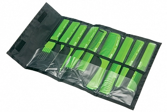 DEWAL, Набор расчесок в черном чехле, салатовый, 9 шт, CO-9-Light Green