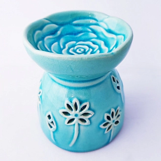 Аромалампа керамика "Лотосы" голубая 11,2х10х10 см   5240736