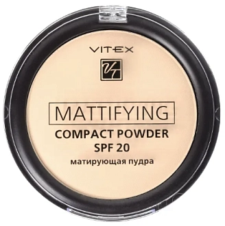 BIELITA, VITEX, Пудра для лица матирующая компактная Mattifying compact powder SPF20 тон 02